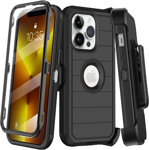 Miniatura 21 de KECAI Funda para iPhone 13 Mini con Protector de Pantalla Integrado, Funda con Clip para Cinturón, Resistente de Servicio Pesado a Prueba de Golpes