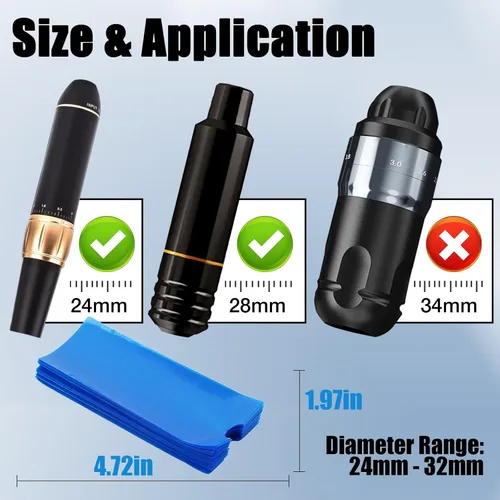 Miniatura 2 de 200 bolsas para bolígrafos de tatuaje, fundas para bolígrafos para máquina de tatuaje, fundas para bolígrafos de tatuaje, cinta azul Azul+200 piezas