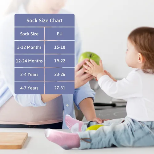 Miniatura 6 de Sosenfer Calcetines antideslizantes para niños pequeños con pinzas, 5-10 pares de calcetines antideslizantes para bebés de 1 a 7 años, hechos