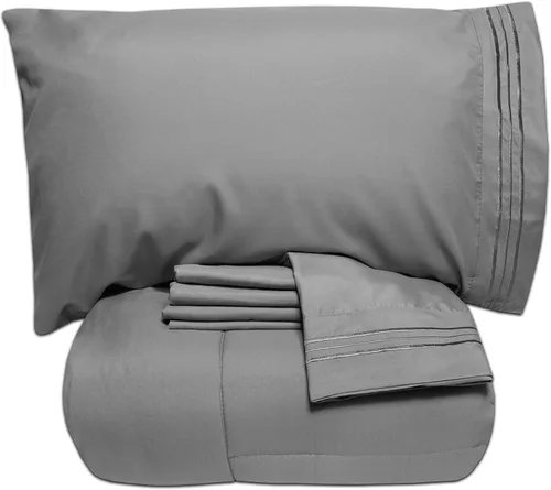 Miniatura 15 de Sweet Home Collection - Lujoso juego de sábanas y edredón de 5 piezas de color sólido para cama, en una bolsa, Agua (Aqua), gemelo