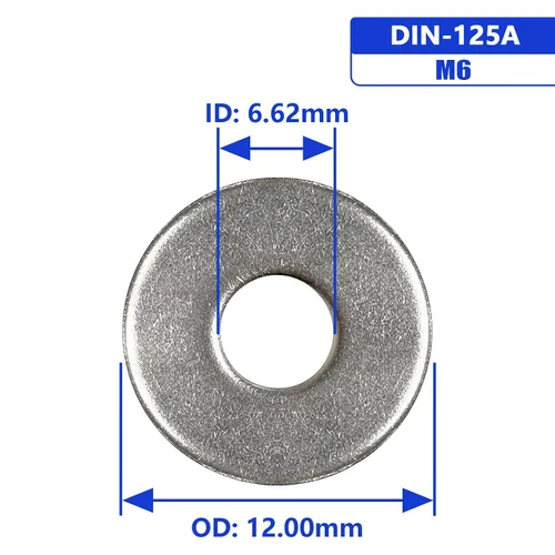 Miniatura 3 de Arandela plana M6 x 12mm DE OD, arandelas de acero inoxidable 18-8 (304) planas, 150 piezas Plateado