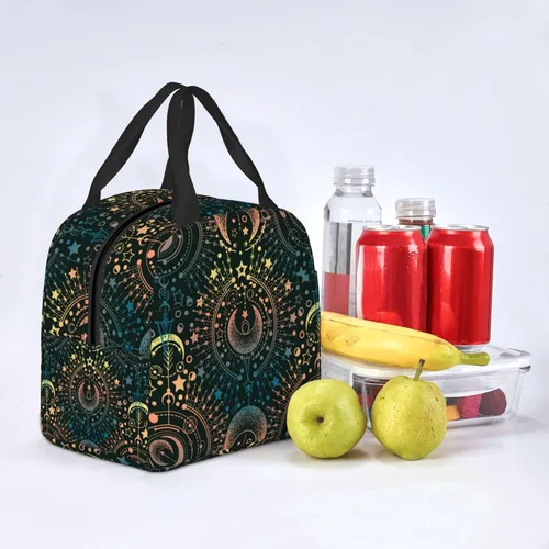 Miniatura 7 de Bolsa de almuerzo con diseño de astrología mágica y luna, con aislamiento, reutilizable, impermeable, portátil, para mujeres, hombres, niñas y niños