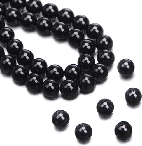 Miniatura 6 de Cuentas redondas de turmalina negra natural, 15.5 "A Grad (0.157 in)