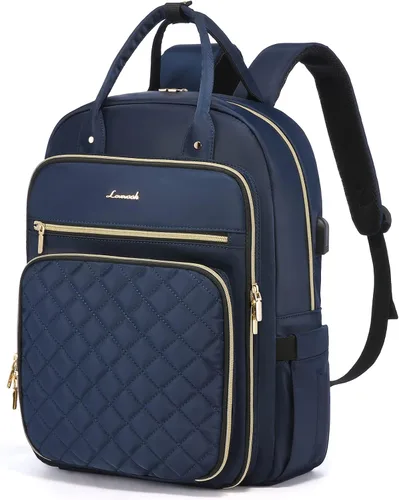 Miniatura 27 de LOVEVOOK - Mochila para portátil para mujer, resistente al agua, mochila de trabajo y viaje, con monedero, elegante, mochila de negocios, mochila