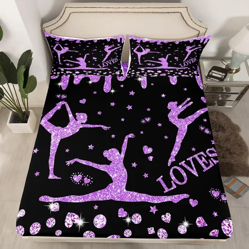 Miniatura 28 de Erosebridal Sábana bajera ajustable de gimnasia con bolsillo profundo para niñas y niños, tamaño individual, juego de ropa de cama deportiva