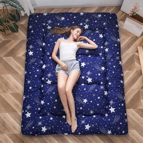 Miniatura 9 de Shiki - Colchón de futón japonés, colchón grueso de suelo, almohadilla de dormir enrollable con funda lavable para dormitorio de invitados, Flor