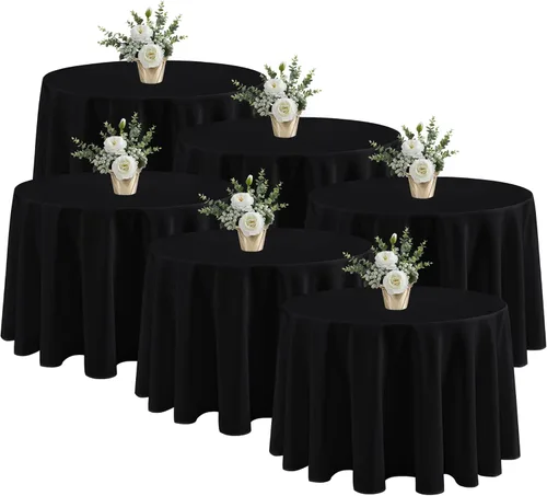 Miniatura 41 de Fitable - Paquete de 6 manteles redondos blancos - 120 pulgadas de diámetro - Manteles resistentes a las manchas y lavables, manteles de poliéster
