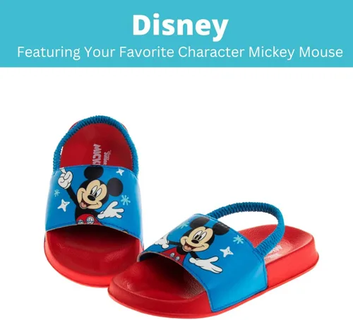 Miniatura 2 de Disney Minnie Mouse, Encanto, Mickey, Lightning McQueen, Frozen Elsa Anna Girl - Sandalias de verano para niños con correa trasera para la playa
