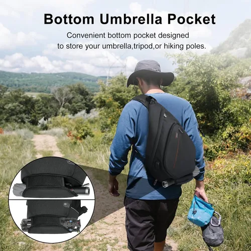 Miniatura 7 de TUDEQU Sling backpack, 8 Pockets Sling Bag Crossbody, 19L Large Sling Bag for Men Travel Crossbody Backpack Hiking Outdoor