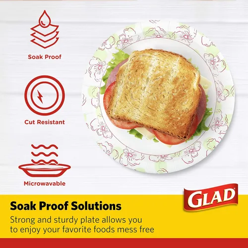 Miniatura 3 de Glad - Platos de papel desechables cuadrados para todas las ocasiones