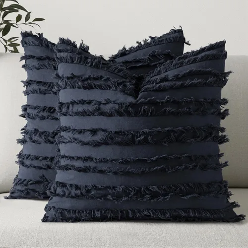 Miniatura 9 de MIULEE - Juego de 2 fundas de cojín decorativas de estilo bohemio y estilo granja costero, con patrón jacquard a rayas, para sofá, sillón, sala