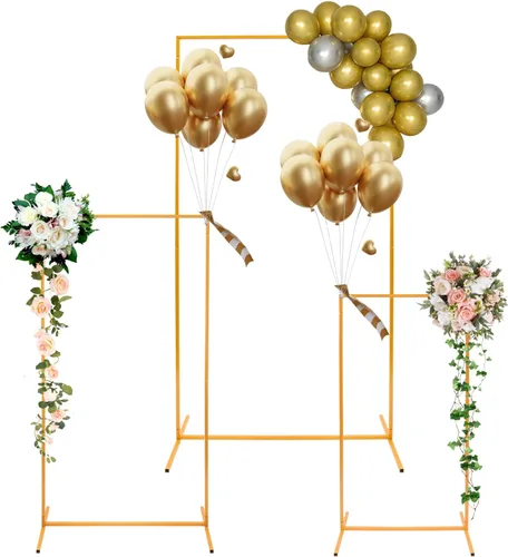 3 soportes de arco de boda para telón de fondo de arco de metal dorado de 6.23 pies, 5.25 pies y 4.27 pies, marco de arco de globos para boda,