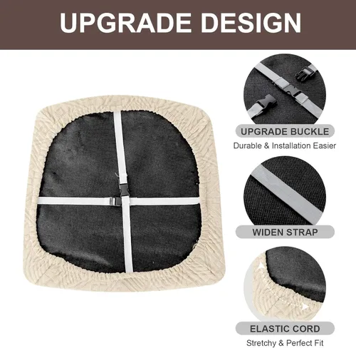 Miniatura 4 de Genina Fundas de asiento de silla impermeables para comedor, funda protectora para cocina, hotel (4, patrón 1-beige)