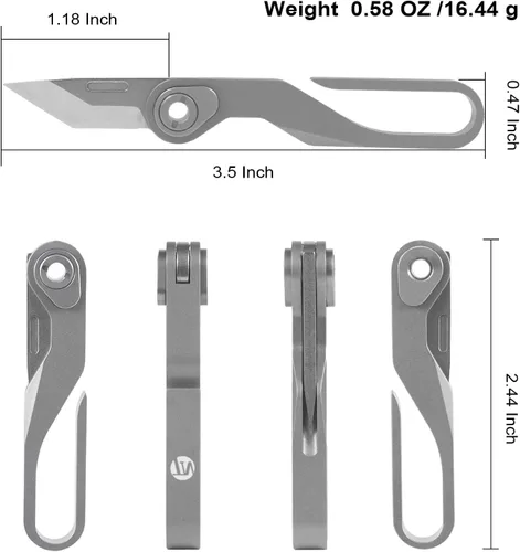 Miniatura 5 de ThruNite Llavero pequeño de aleación de titanio, herramienta EDC para llaves, mini cuchillo plegable de bolsillo con llavero, organizador de llaves