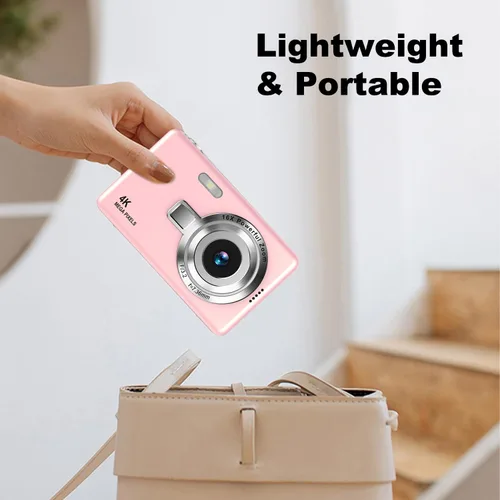 Miniatura 5 de Cámara digital, enfoque automático UHD 4K 50MP cámara de vlogging para fotografía con tarjeta SD de 32 GB, zoom 16X, antivibración, cámaras Rosa