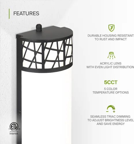 Miniatura 3 de ASD Aplique de pared LED de 12 pulgadas para interiores, color negro mate, moderno, regulable, 15 W, 2700 K-5000 K, accesorios de iluminación