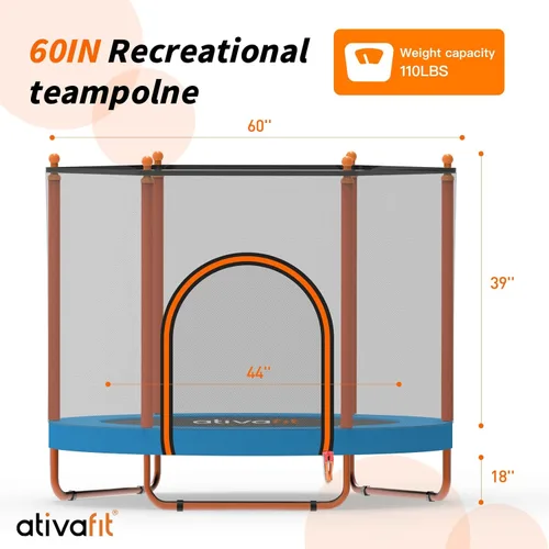 Miniatura 6 de Ativafit - Cama elástica de 60 pulgadas, para interiores y exteriores, para niños de 1 a 8 años, cama elástica recreativa de 5 pies para niños