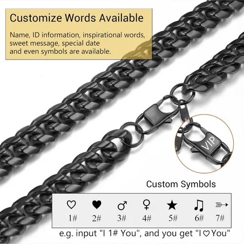 Miniatura 7 de PROSTEEL Trendy Cuban Links Necklace for Men Women, Black18K Gold Plated 316L Stainless Steel, W 4.8mm-14mm, L 14inch-30inch, Come Gift Box