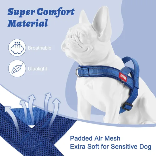 Miniatura 5 de Arnés ligero para perros pequeños, arnés reflectante de malla suave sin estrangulamiento con mango acolchado, pecho ajustable, arnés de hebilla