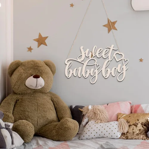 Miniatura 5 de Tradder Letrero de madera con texto en inglés «Sweet Baby Show» para decoración de baby shower, para recién nacido, revelación de género, fiesta