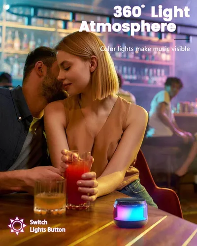 Miniatura 3 de LENRUE - Altavoces Bluetooth portátiles con luces de colores, sonido fuerte, pequeño altavoz Bluetooth con emparejamiento estéreo inalámbrico, mini
