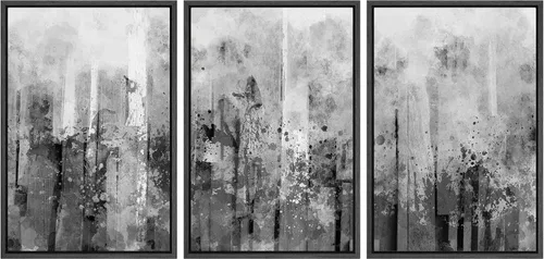 Miniatura 165 de wall26 Lienzo enmarcado para pared, juego de arte con trazos de pintura roja y naranja vibrante, paisaje, formas abstractas, ilustraciones, arte