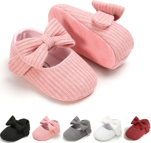 Zapatos planos Mary Jane para bebés y niñas con lazo y flores, vestido de princesa, para boda, zapatos de ballet antideslizantes para niños pequeños