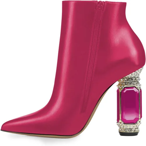 Miniatura 102 de FSJ Botas de tacón alto con punta puntiaguda para mujer, con tacón alto, con cremallera lateral brillante, estilo casual, para uso diario, zapatos