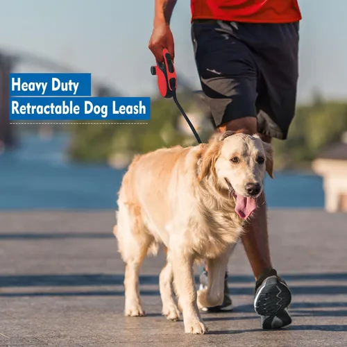 Miniatura 5 de Correa retráctil para perro de 26 pies con cable a prueba de mordidas, correa resistente con bolsas extraíbles para excrementos para perros medianos