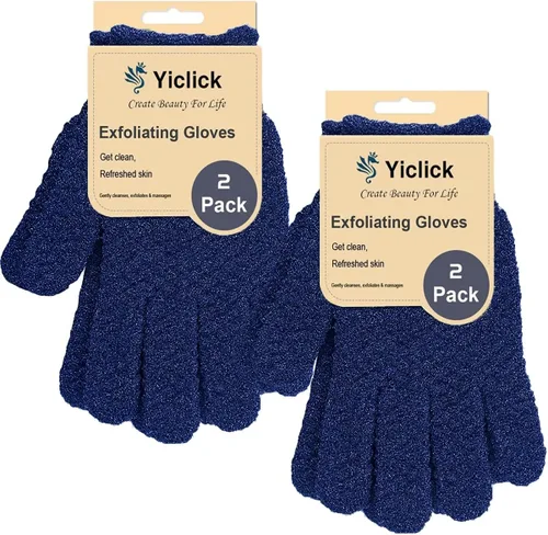 Miniatura 3 de Yiclick Guantes Exfoliantes Pesados, Guantes Exfoliantes para el Cuerpo Exfoliante para Baño y Ducha, Exfoliante Corporal para Eliminar la Piel Azul