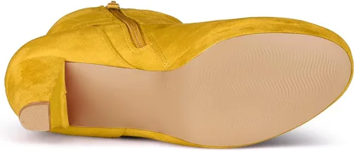 Miniatura 5 de Allegra K Botas de tacón medio con punta redonda para mujer