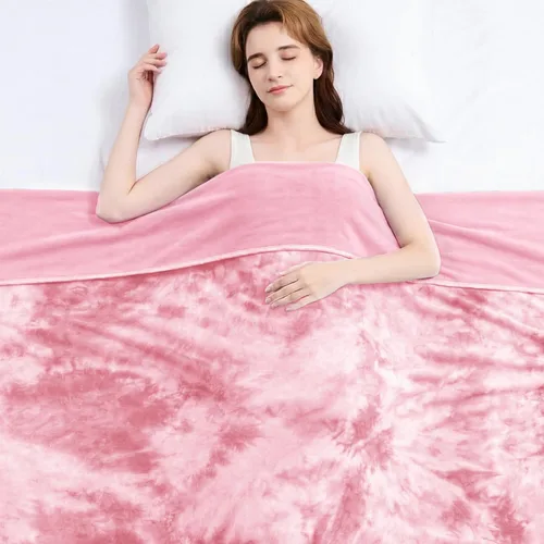 Miniatura 9 de Topcee Manta de Tiro Refrescante para Sudores Nocturnos Decorativa Tie Dye, Absorbe el Calor para Mantenerte Fresco en Noches Cálidas, Q-Max 0.5