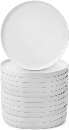 Miniatura 10 de Brew To A Tea - Platos de postre de porcelana blanca, juego de 6, 8.2 pulgadas, platos pequeños para aperitivos, ligeros, duraderos, aptos