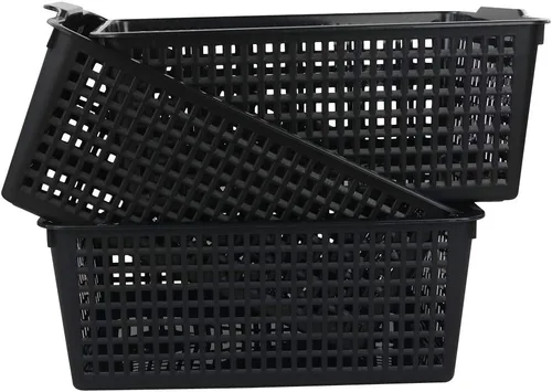 Miniatura 6 de Paquete de 3 contenedores de almacenamiento de plástico para organizar (negro)