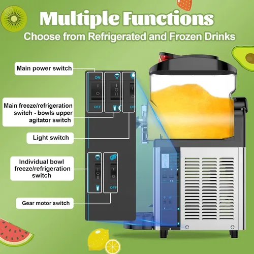 Miniatura 3 de Máquina comercial para granizados, máquina de granizado de 12L, máquina de granizado para bebidas congeladas para batido de cóctel Margarita,