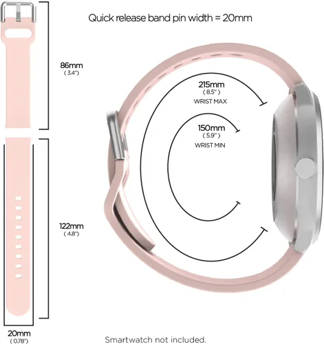 Miniatura 2 de iTouch Correa de reloj de silicona de 0.787 in 0.945 in, correa de repuesto deportiva impermeable de liberación rápida para hombres y mujeres