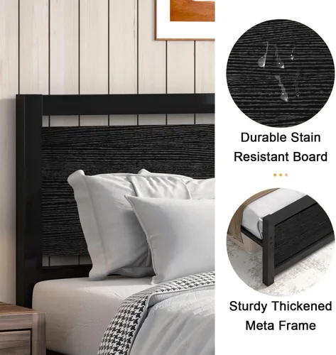 Miniatura 3 de Catrimown - Bases de cama individuales con cabecero, base de cama metálica de tamaño individual con fuerte soporte de listones de acero, cama