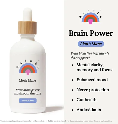 Miniatura 2 de Rainbo Paquete energético de hongos sin alcohol + rendimiento, hongo melena de león + cordyceps, tinturas diarias para apoyo inmunológico