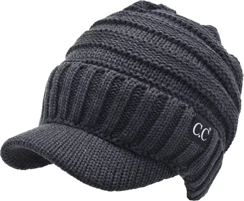 Miniatura 4 de C.C Gorro de punto acanalado de gran tamaño con visera