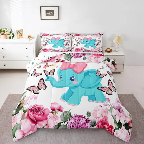 Miniatura 26 de Erosebridal Lindo juego de edredón con diseño de gatos, ropa de cama con temática de animales, edredón y juegos de ropa de cama de flores coloridas
