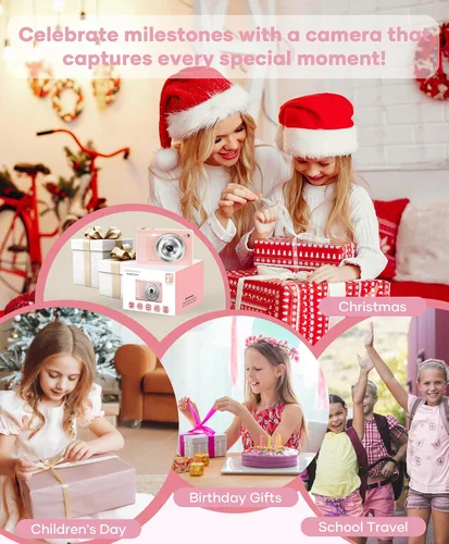 Miniatura 9 de WONNIE Cámara digital de 56 MP, FHD 1080P para apuntar y disparar con tarjeta SD de 32 GB, 2 baterías y cordón, ideal para niños y adolescentes