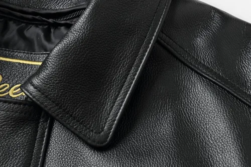 Miniatura 6 de REED Chaqueta de cuero genuino estilo americano para hombre