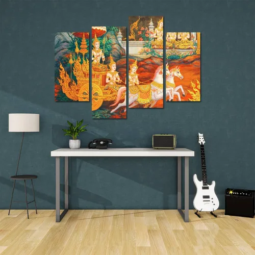 Miniatura 6 de obra maestra de la pintura tradicional tailandesa de estilo lienzo arte de pared pinturas colgantes ilustraciones modernas, impresiones abstractas