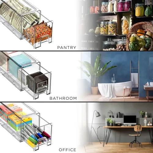Miniatura 5 de Sorbus - Cajones para refrigerador, transparentes, apilables, contenedores organizadores extraíbles para cocina, congelador, tocador