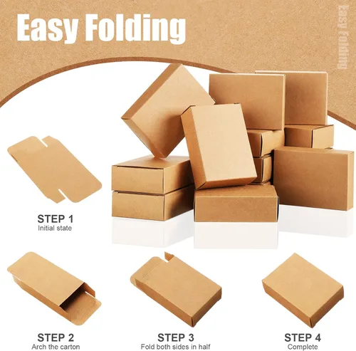 Miniatura 3 de Gersoniel 50 Cajas de Jabón de Papel Kraft Embalaje para Suministros de Fabricación de Jabón Casero para Recuerdos de Fiesta Sin Ventana Embalaje