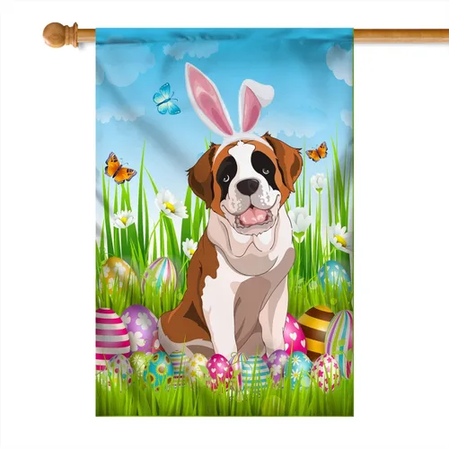 Miniatura 39 de Beagle Happy Easter Day Holiday Flag Funny Dog Wear Bunny Ears Headband Cute for Home Decor (12" x 18") USA Garden Flag Premium Decorative Yard