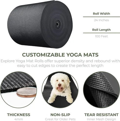 Miniatura 6 de Explora rollo de esterilla de yoga, 24 pulgadas x 100 pies, tapete de gimnasio antideslizante de 0.157 in de grosor para entrenamiento en casa