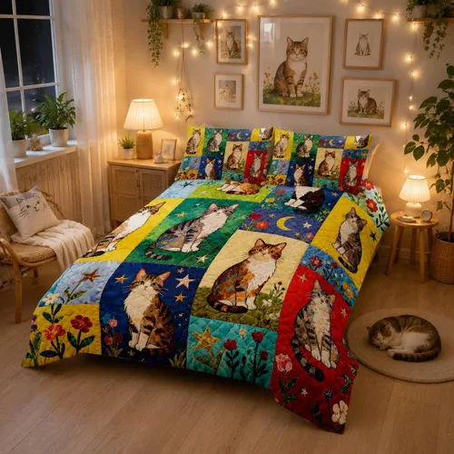 Miniatura 14 de Juego de edredón floral colorido de 3 piezas, juego de ropa de cama botánica bohemia tamaño queen, diseño boho de granja con flores y hojas impresas