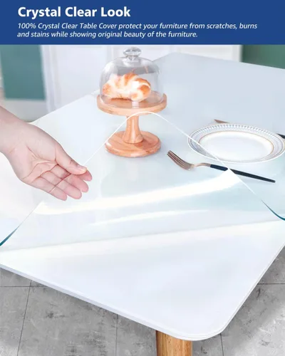 Miniatura 5 de Mantel de mesa transparente de PVC de 8 x 48 pulgadas, protector de 1.5mm de grosor, topper de mesa de cristal, mantel rectangular de vinilo, tapete