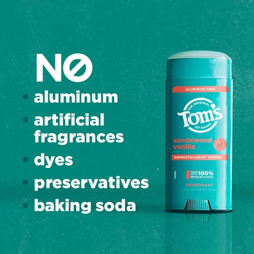 Miniatura 4 de Tom's of Maine Desodorante natural sin aluminio de sándalo y vainilla para mujeres y hombres, se aplica transparente, protección contra olores